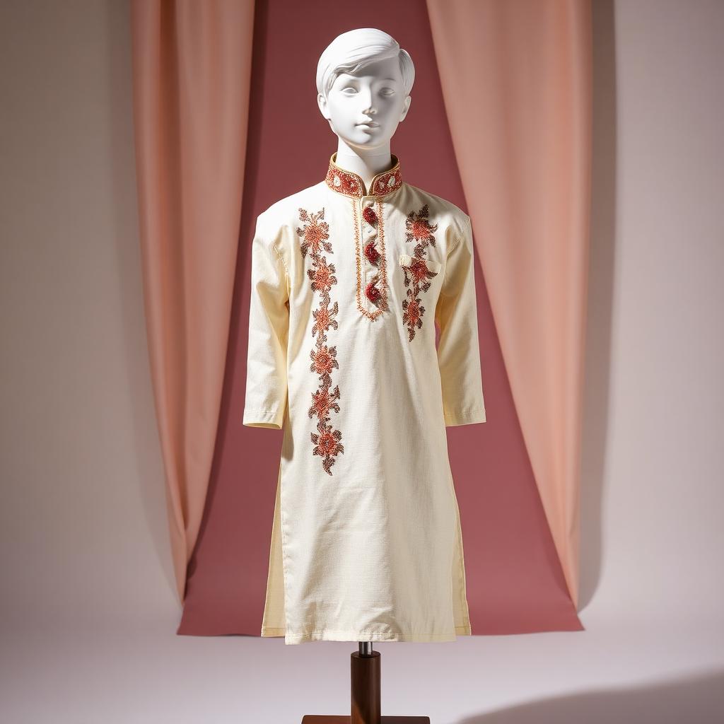 Boys Kurta — Ivory Cream, Cotton Silk
