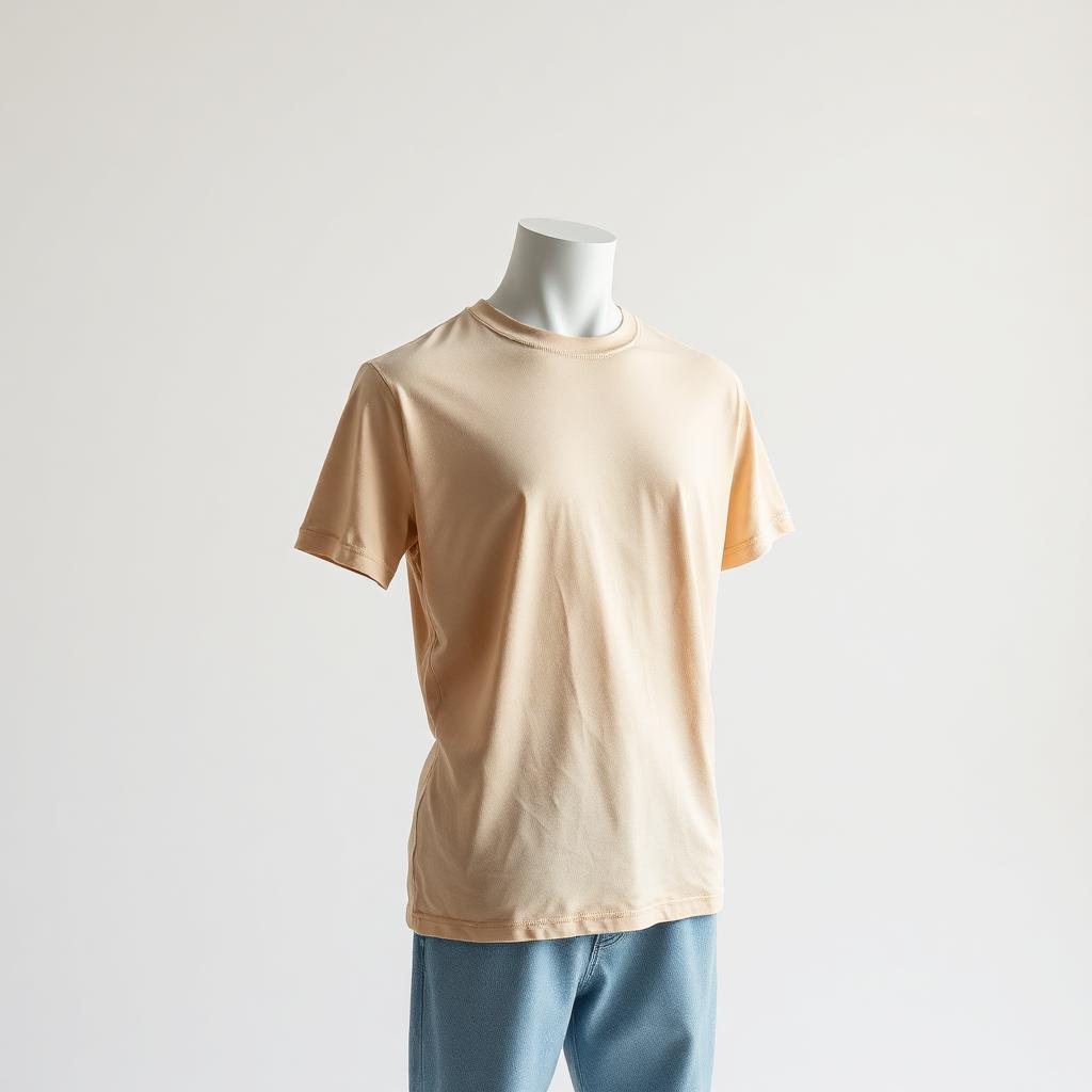 Cotton T-Shirt — Sand Beige, 100% Combed Cotton Jersey
