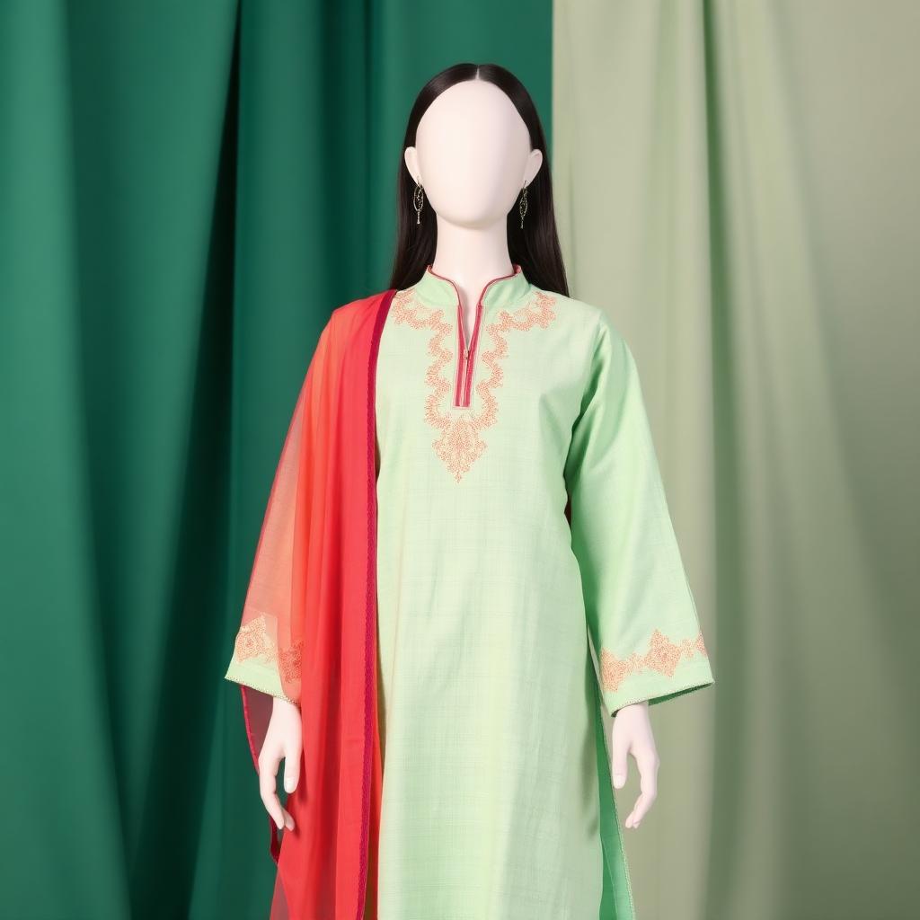 Girls Kurti — Mint Green, Cotton