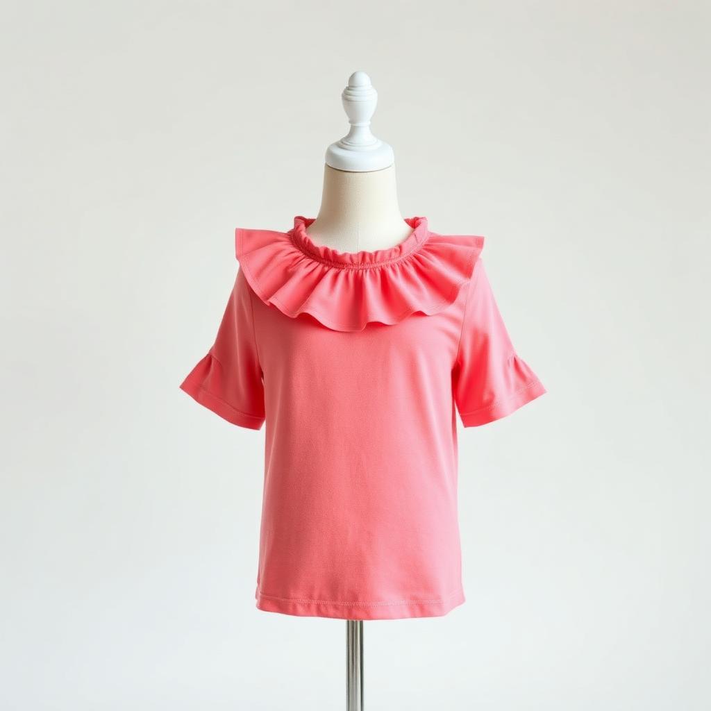 Girls Top — Coral Pink, Cotton Jersey