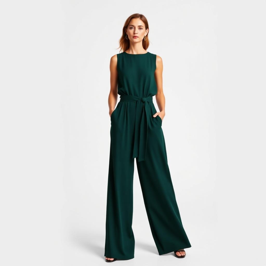 Jumpsuit — Forest Green, Crepe