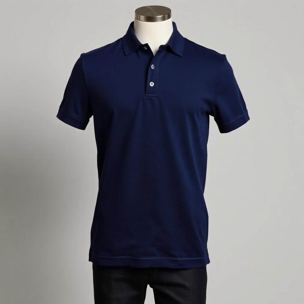 Polo T-Shirt — Navy Blue, Pique Cotton