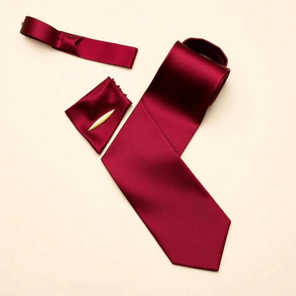 Tie Set — Burgundy, Silk Blend